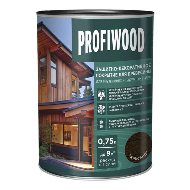 Защитно-декоративное покрытие для древесины Profiwood палисандр 0.75 л