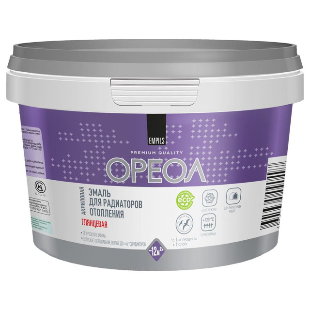 Эмаль для радиаторов отопления Ореол термостойкая акриловая глянцевая белая 0.5 кг