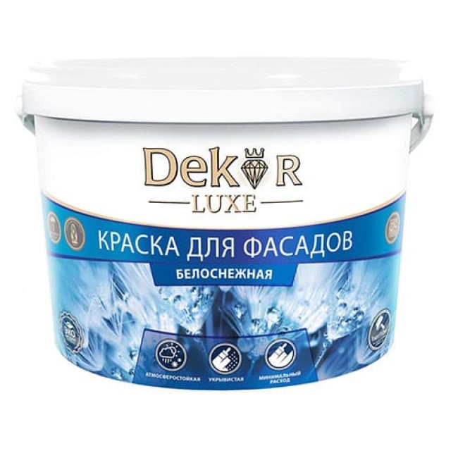 Краска Dekor ВД-АК-111 для фасадов белоснежная 3 кг