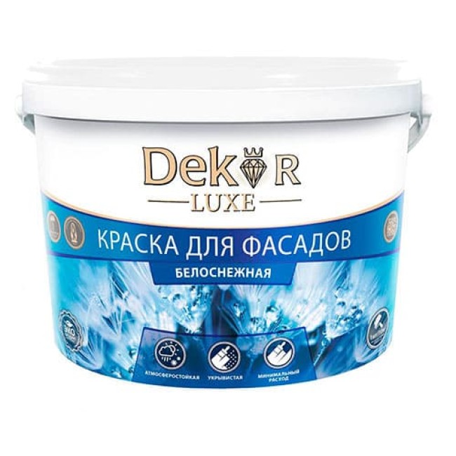 Краска Dekor ВД-АК-111 для фасадов белоснежная 14 кг