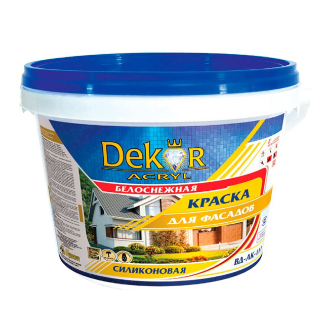 Краска Dekor ВД-АК-111 для фасадов силиконовая 14 кг Краска Dekor ВД-АК-111 для фасадов силиконовая 14 кг