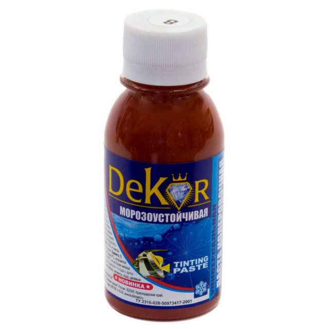 Паста колерная Dekor №8 красно-коричневый 0.1 кг