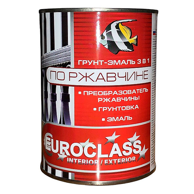 Грунт-эмаль Euroclass по ржавчине 3 в 1 желтая 0.9 кг