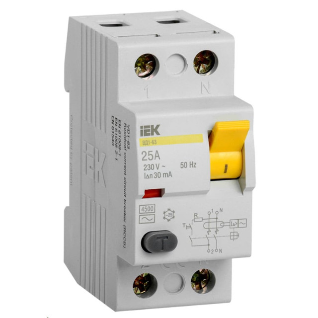 Дифференциальный автомат IEK ВД1-63 MDV10-2-025-030 2Р 25А 30мА