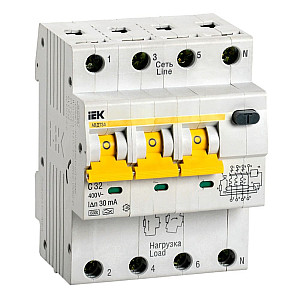 Автоматический выключатель дифференциального тока IEK АВДТ 34 MAD22-6-032-C-30 C32 30мА тип A