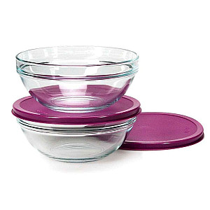 Комплект салатников Pasabahce Chef-s 53573 1066047 с пластмассовой крышкой 200 мм