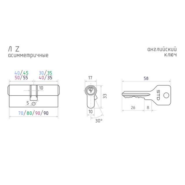 Цилиндровый механизм Eco-STD Z Л-90 золото 50-40 Цилиндровый механизм Eco-STD Z Л-90 золото 50-40