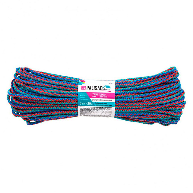 Шнур бельевой Palisad Home 937135 полипропиленовый с сердечником 5 мм 20 м цветной
