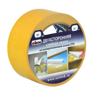 Лента двухсторонняя Unibob 28212 клейкая полипропилен 50 мм*25 м