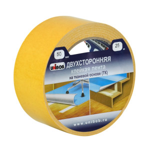 Лента двухсторонняя Unibob 28214 клейкая ткань 50 мм*25 м