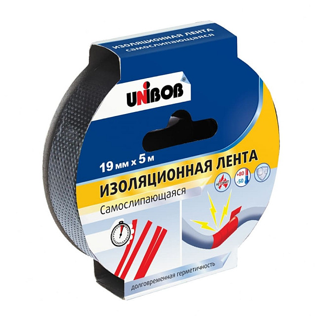 Изолента Unibob 48888 самослипающаяся черная 19 мм*5 м