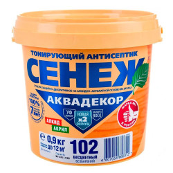 Антисептик тонирующий для древесины Сенеж Аквадекор Х2-102 бесцветный 0.9 кг