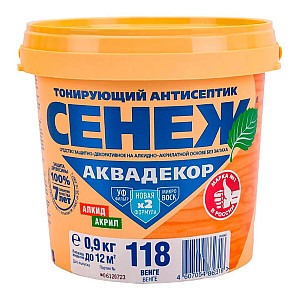 Антисептик тонирующий для древесины Сенеж Аквадекор Х2-118 венге 0.9 кг