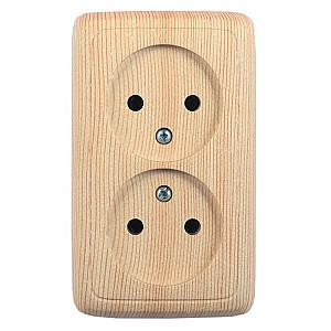 Розетка Hegel Alfa РА16-143-02 двойная без заземления сосна