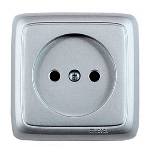 Розетка Hegel Alfa РА16-103-06 1 гнездо без заземления серебро