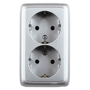Розетка Hegel Alfa РА16-153-06 с заземлением серебро