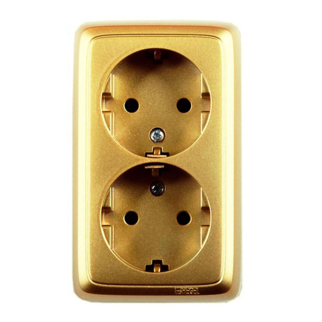 Розетка Hegel Alfa РА16-153-07 2 места с заземлением золото