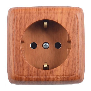 Розетка Hegel Alfa РА16-113-05 1 гнездо с заземлением дуб