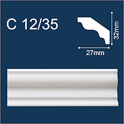 Плинтус потолочный Солид С12/35 белый 32*27*2000 мм