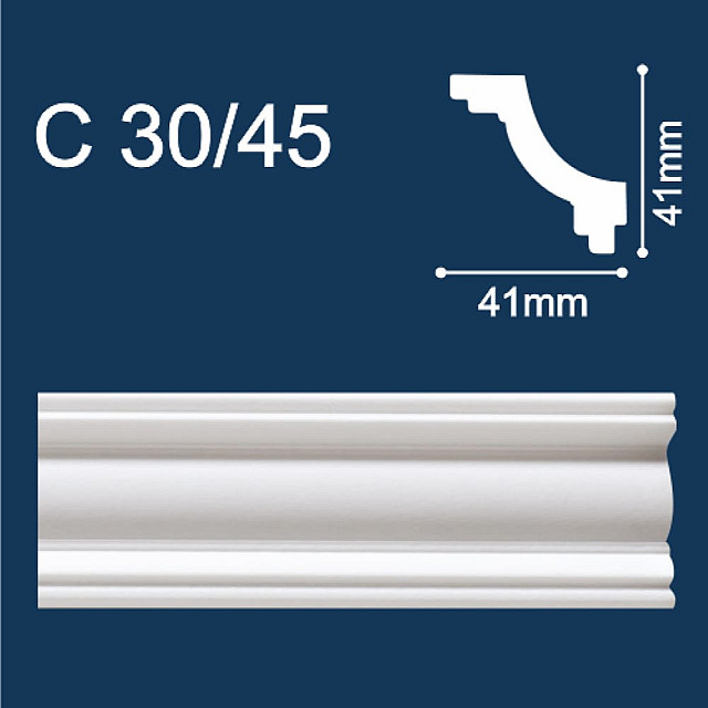 Плинтус потолочный Солид С30/45 белый 41*41*2000 мм