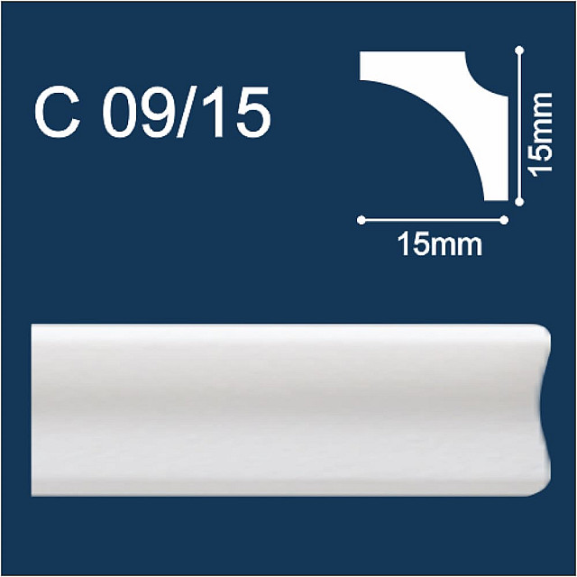 Плинтус потолочный Солид С09/15 белый 15*15*2000 мм