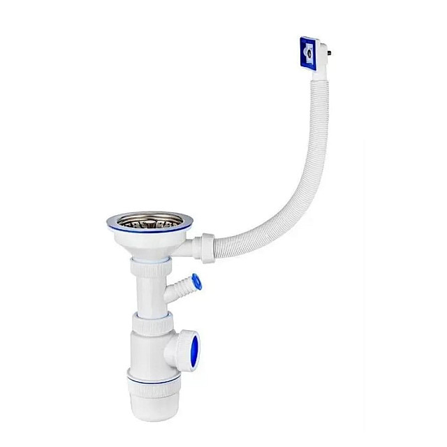 Сифон Vir-Plast 30986176 Элит с нержавеющей чашкой 112 мм отводом и с прямоугольным переливом 1 1/2