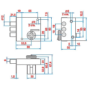 Замок накладной Эльбор Кремень 1.04.51 КМА