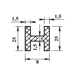 Двутавр алюминиевый ПилотПро 02478 25*8*25*1.5 мм 1 м