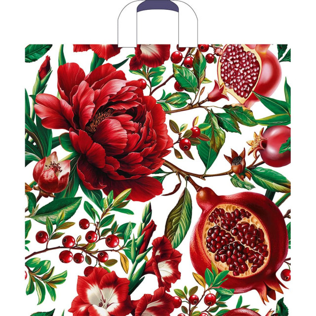 Пакет Артпласт Цветок Граната ПТЛ66464 ПЭ с петлевой ручкой 45*45+3 см