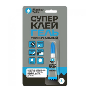 Супер-клей гель MasterTeks цианоакрилатный универсальный прозрачный 3 г
