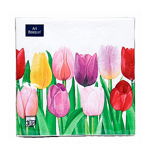 Салфетки декоративные Art Bouguet Море тюльпанов 57265 33*33 см 3 слоя 20 шт