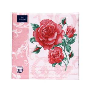 Салфетки декоративные Art Bouguet Романтические розы на розовом 57270 33*33 см 3 слоя 20 шт