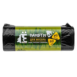 Мешки для мусора Ромашка Е-Ромашка ЕЛР60-30/35 черные 60 л 30 шт