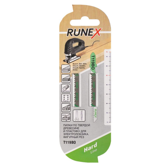 Пилки по древесине и пластику Runex T119BO фигурный рез 75*50 мм 2 шт