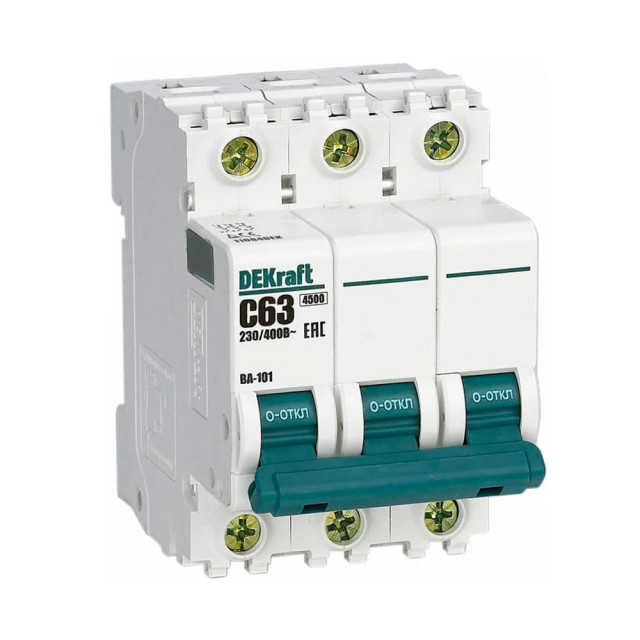 Автоматический выключатель DEKraft 11084DEK 3Р 63А х-ка C ВА-101 4.5кА