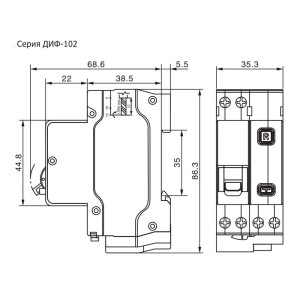 Дифференциальный автомат DEKraft 16004DEK ДИФ-102 1Р+N 20А 30мА тип AC х-ка С 4.5кА