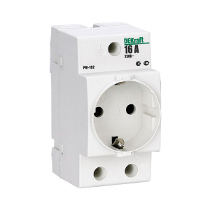 Розетка модульная DEKraft 18012DEK РМ-102 16А 220В 2Р+РЕN на DIN-рейку