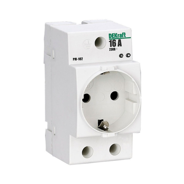 Розетка модульная DEKraft 18012DEK РМ-102 16А 220В 2Р+РЕN на DIN-рейку