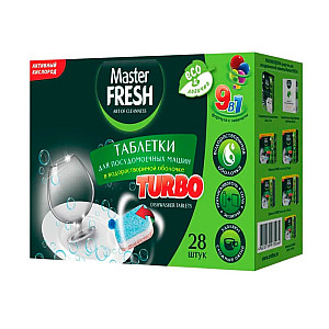 Таблетки для посудомоечных машин Master Fresh 9 в 1 в растворимой оболочке 28 шт