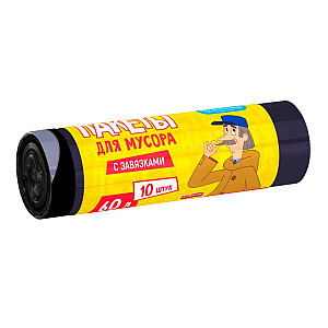 Пакеты для мусора Avikomp Стандарт 3398 с завязками черные 60 л 10 шт