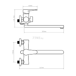 Смеситель для ванны Econoce EC0204 серия 200 D35-C