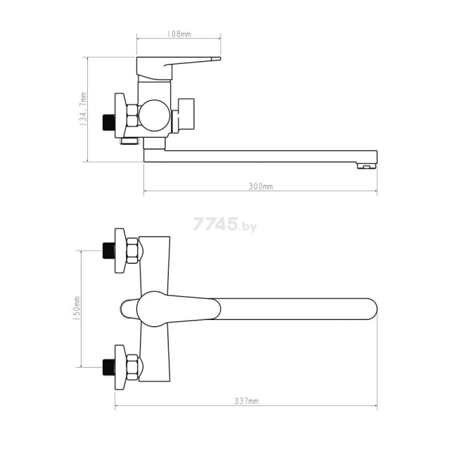 Смеситель для ванны Econoce EC0204 серия 200 D35-C