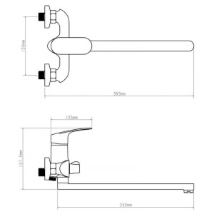Смеситель для ванны Econoce EC0253 серия 250 D35-A хром