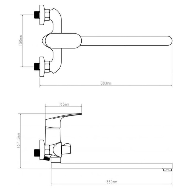 Смеситель для ванны Econoce EC0253 серия 250 D35-A хром
