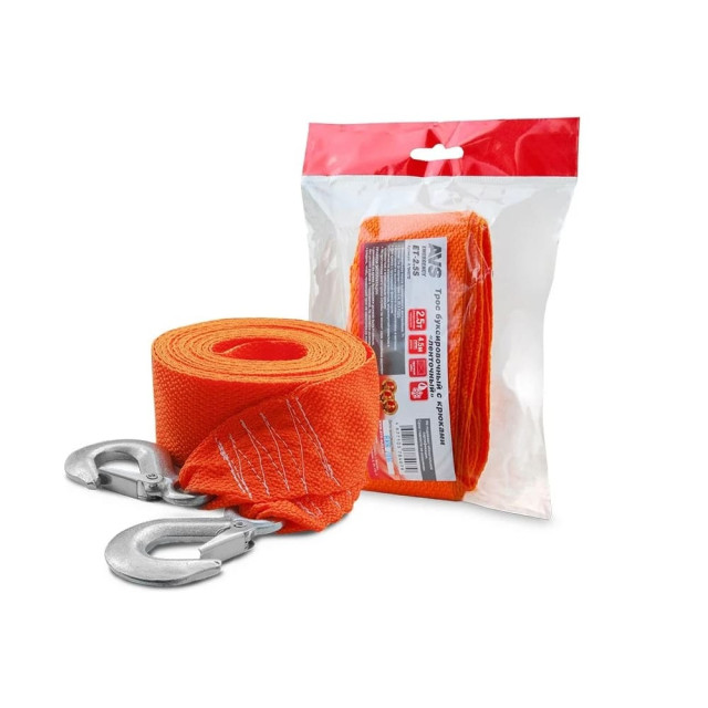 Трос буксировочный AVS ЕТ-2.5S с крюками 2.5 т