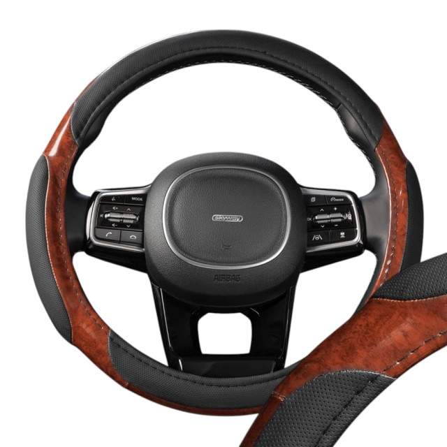 Оплетка на руль Skyway Wood-1 M 2 подушечки черный/коричневый
