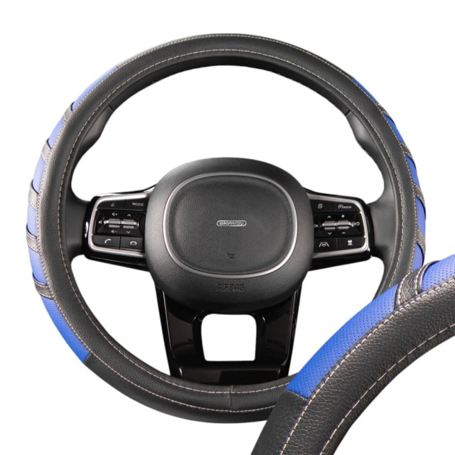 Оплетка экокожа Skyway Combo-2 M черно/синяя