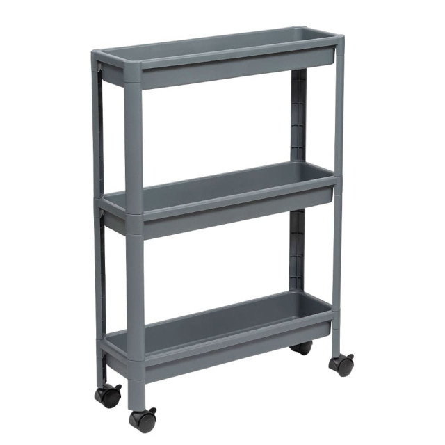 Этажерка Violet Vikea 782318 3-х ярусная на колесах 53*17.5*75.5 см серая