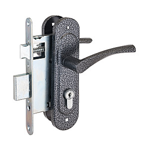 Замок врезной Птимаш 3В4-3.07 с ручкой серебро