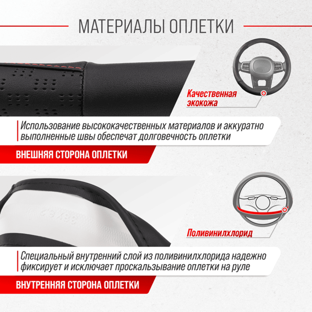 Оплетка экокожа Skyway Art-1 M черная